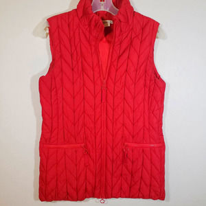 Coldwater Creek Red Puffy Quilted Vest Jacket Sz XS Zip